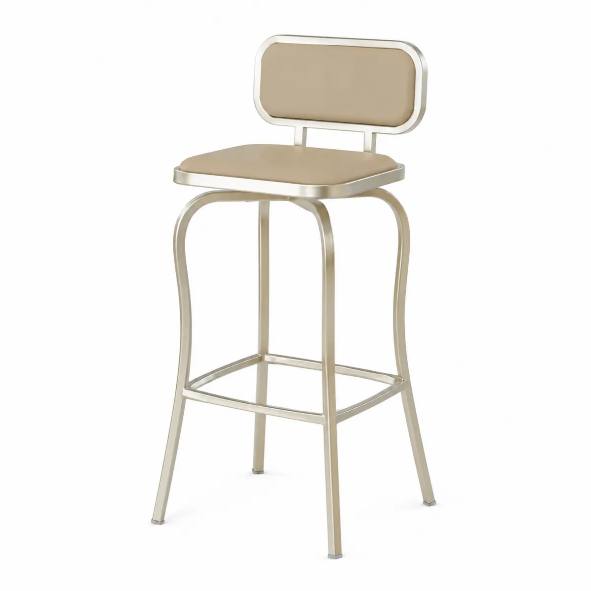 Sgabello da Bar in Metallo con Seduta in Similpelle, 100 cm-Hearthglowe