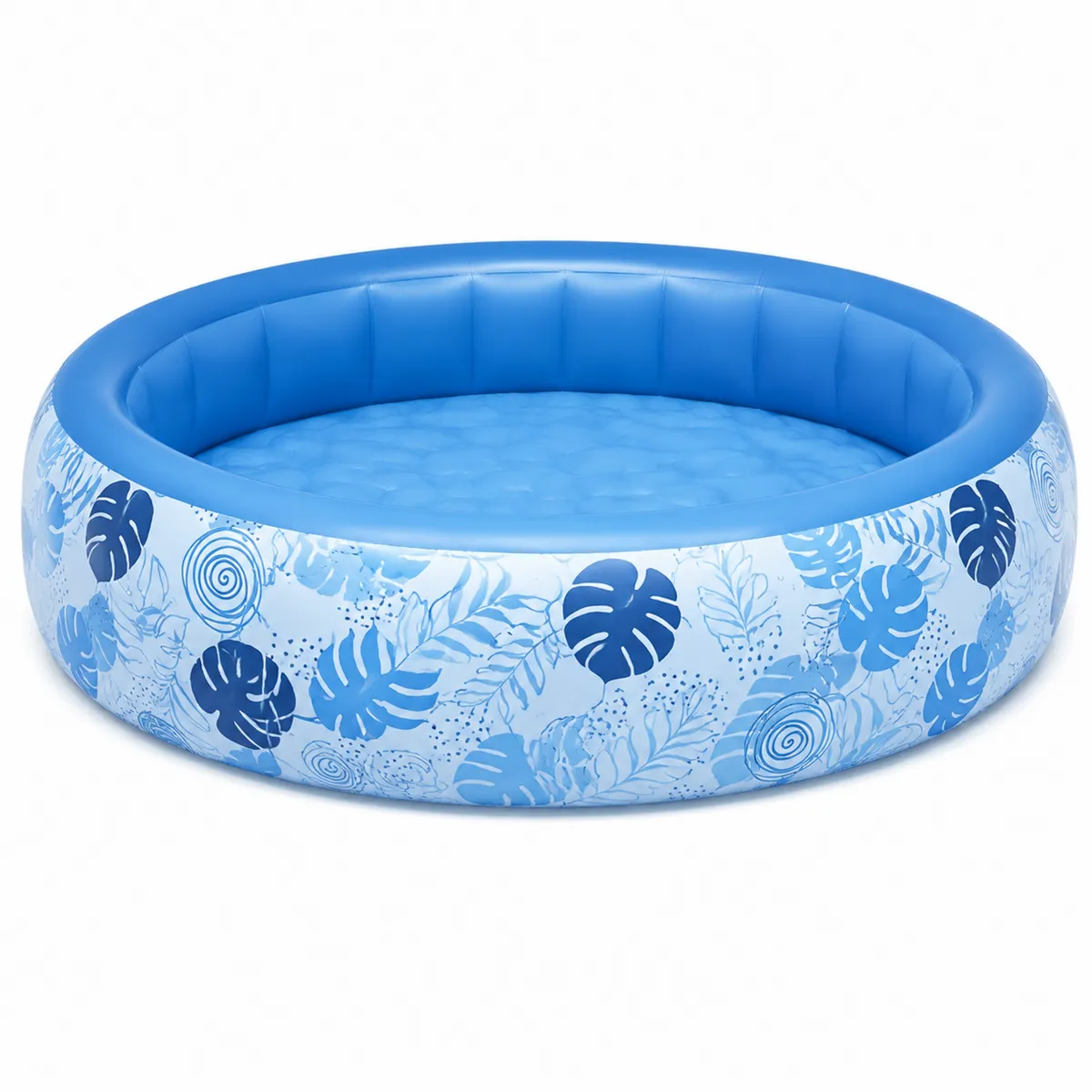 Piscina gonfiabile rotonda in PVC blu con motivo tropicale Ø 160 cm-Hearthglowe