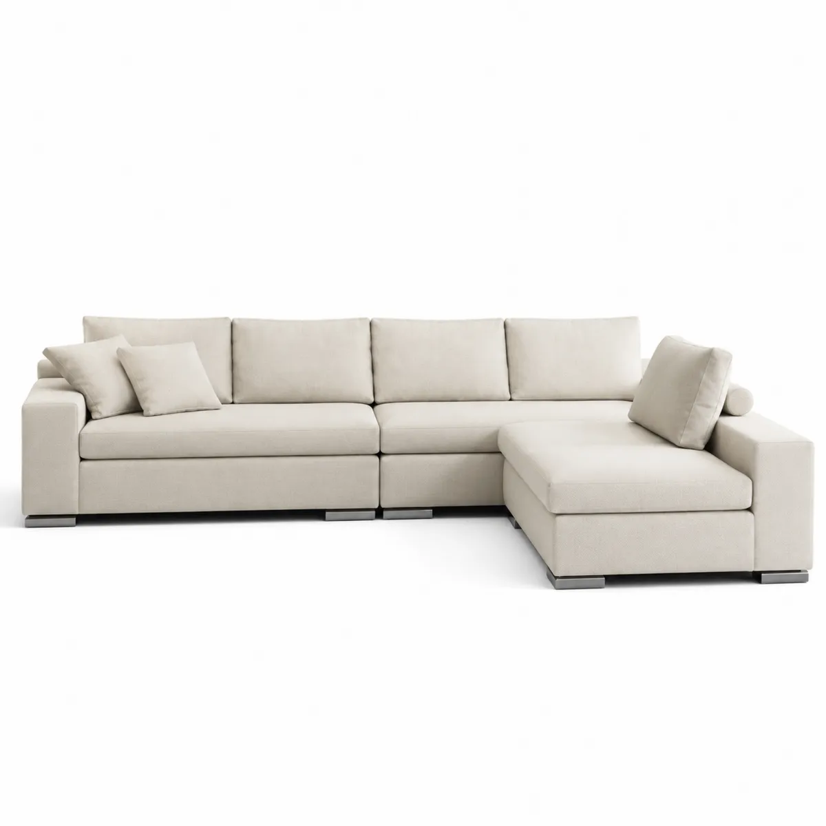Divano angolare modulare in tessuto poliestere con cuscini, Beige-Hearthglowe