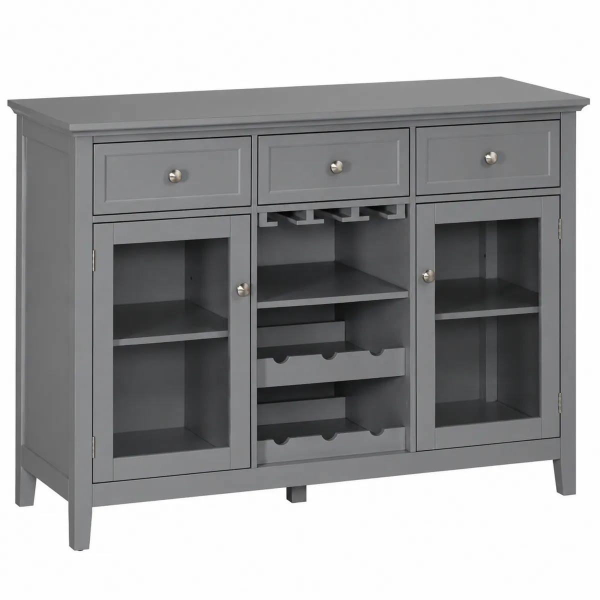 Credenza con Cassetti e Ante in Legno Ingegnerizzato Grigio-Hearthglowe