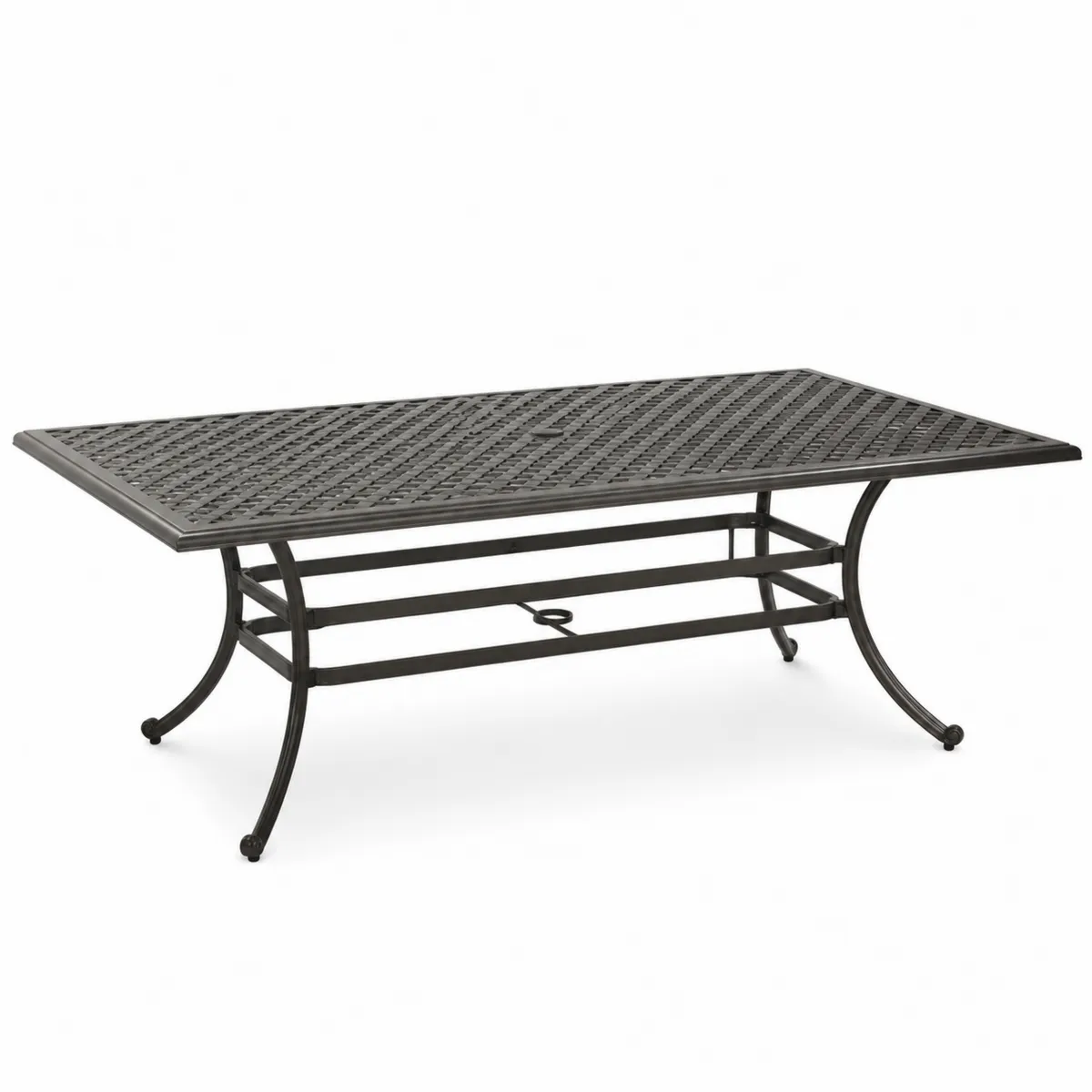 Tavolo da giardino rettangolare in metallo nero 200x90x74 cm-Hearthglowe