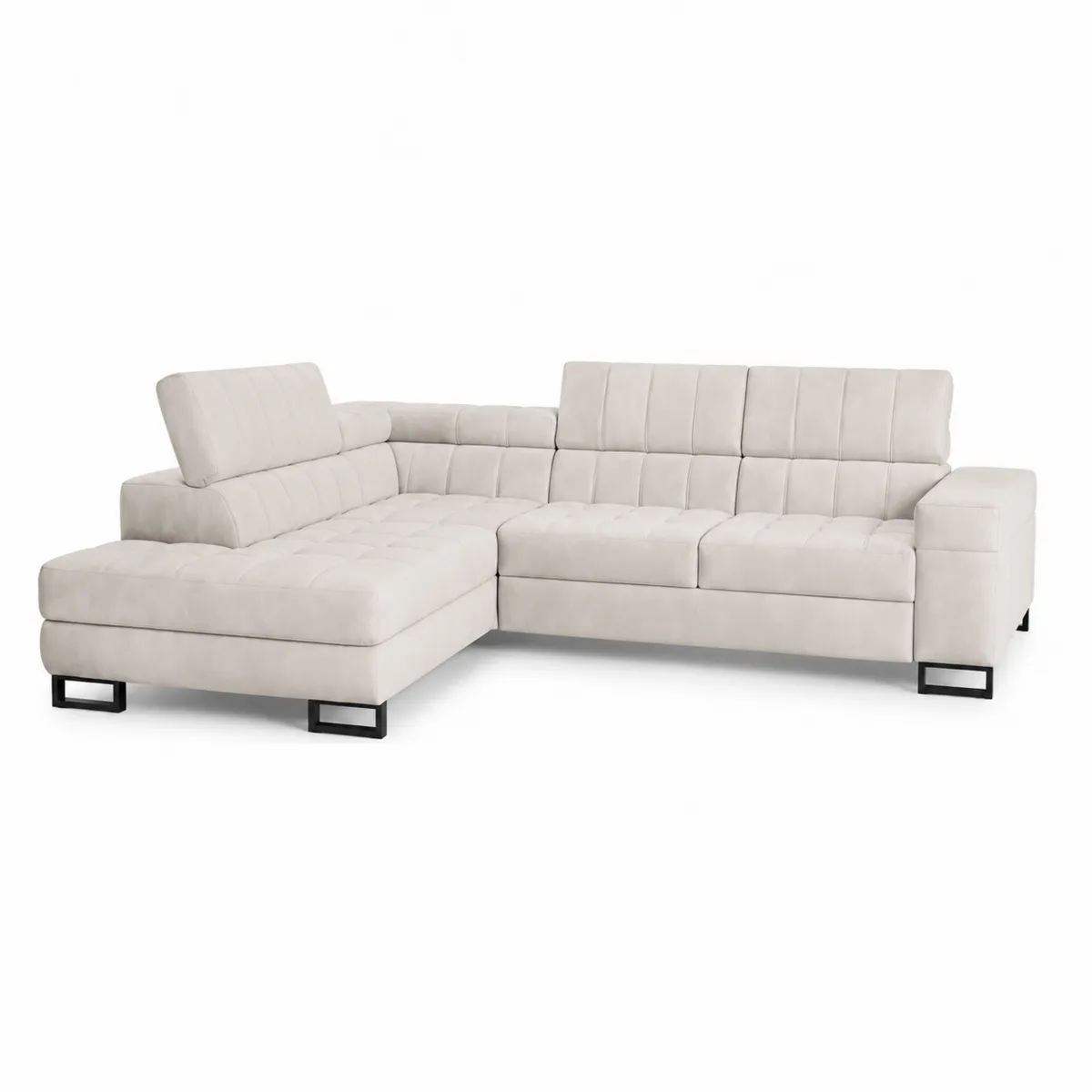 Divano angolare modulare in tessuto beige-Hearthglowe