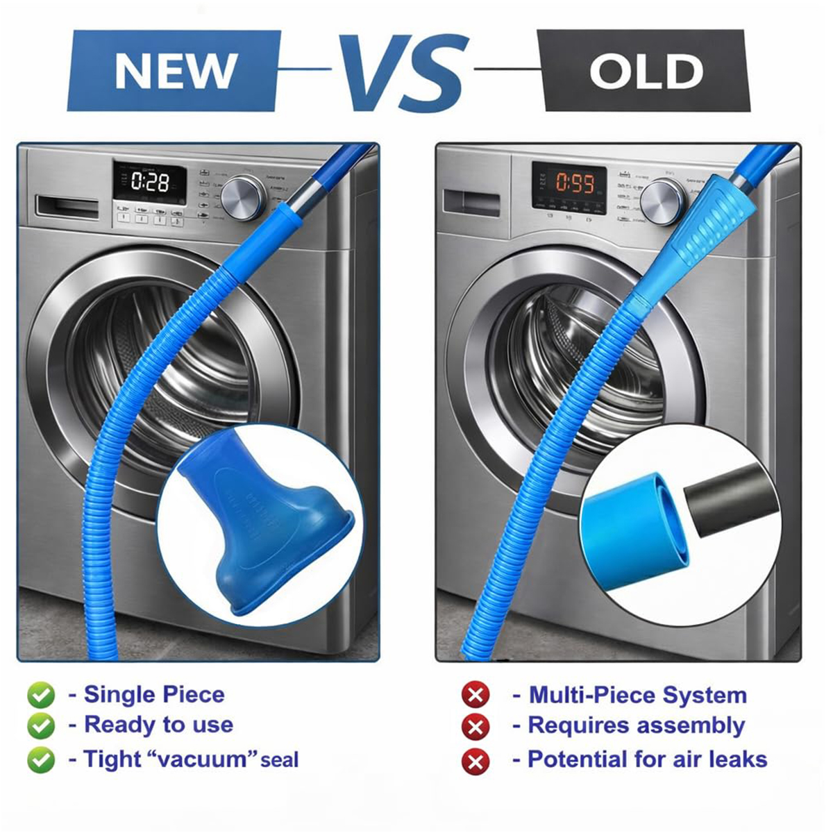 Flexible Dryer Vent Cleaner Kit for Removing Lint, Dust & Debris — Keep Your Dryer Running Smoothly