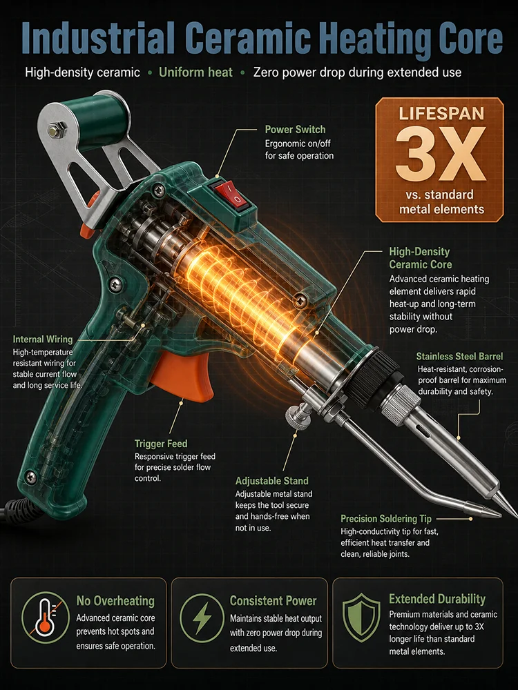 🔥 HEATS FAST. MELTS SOLDER FAST. GETS REPAIRS DONE BEFORE OLD IRONS EVEN WARM UP! ⚡ The High-Power Internal-Heating Soldering Gun Built for Rapid Heat-Up, Powerful Heat Transfer and Serious Repair Work — No More Waiting, Weak Heating or Frustrating Cold 