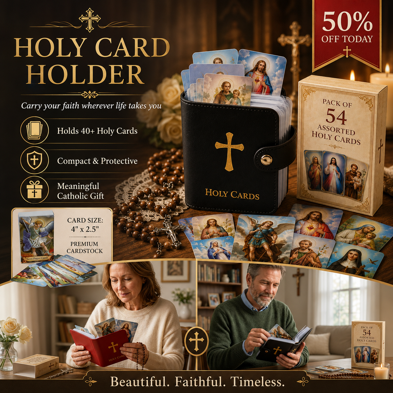 ✝️ Catholic Genuine Leather Holy Card Holder