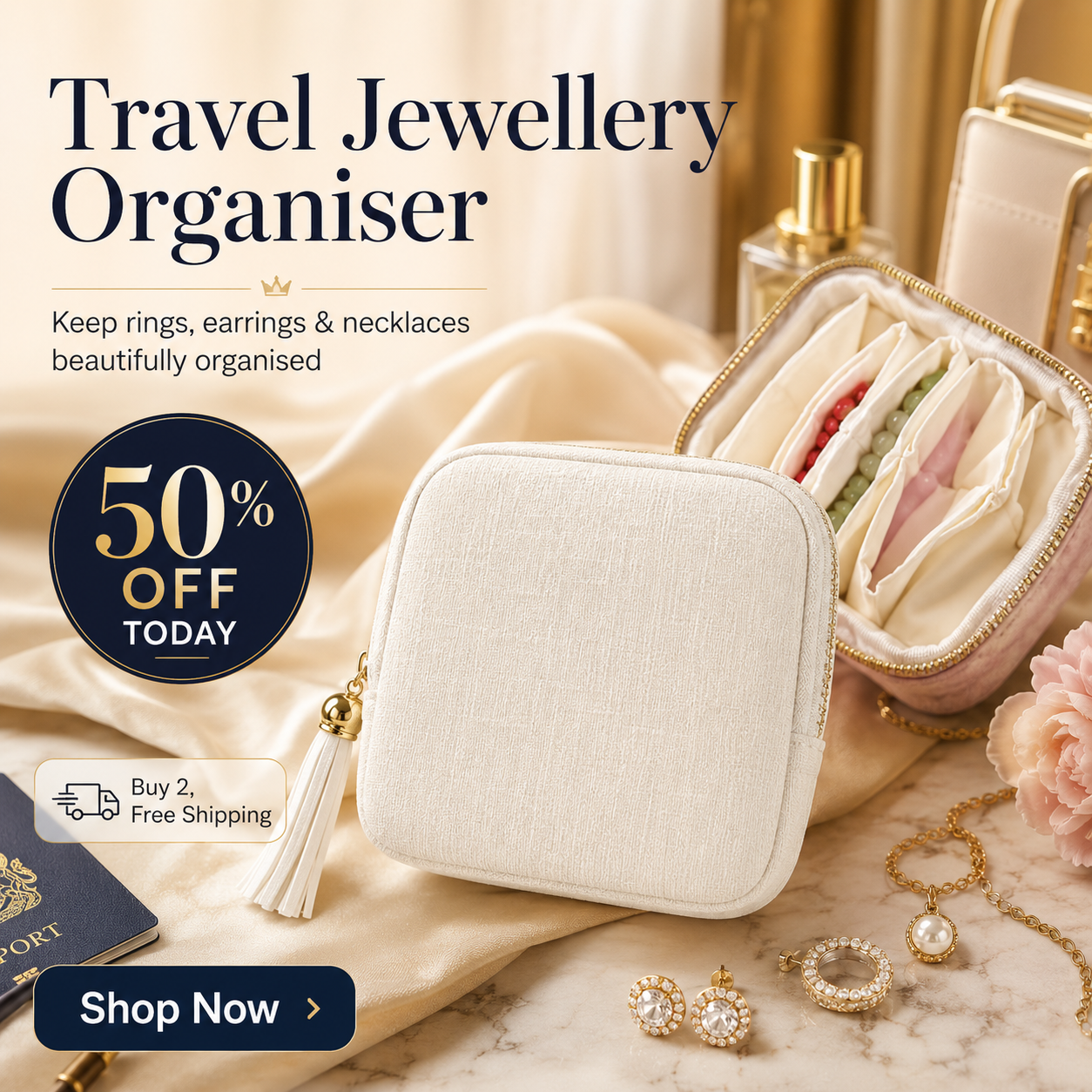 Jewelry zippered pocket case Travel Jewelry Bag Portable Organizer