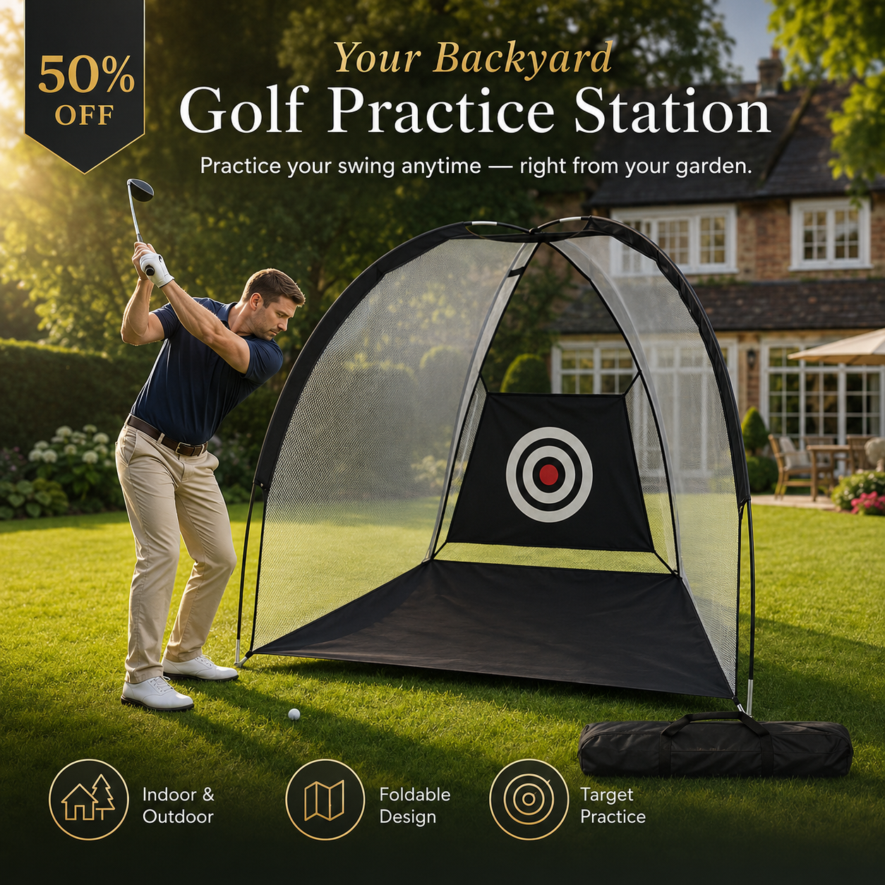 Golf Practice Net with Target
