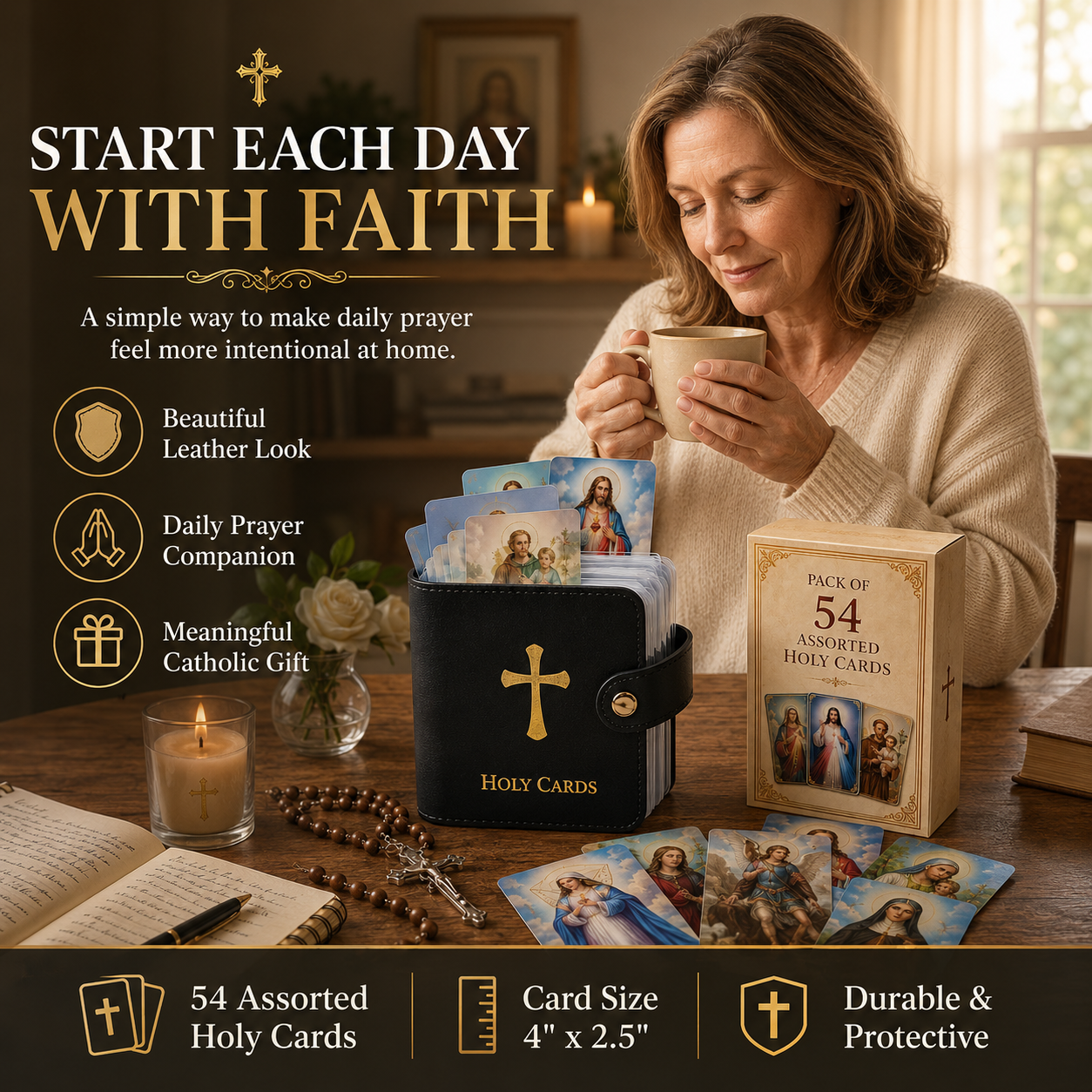 ✝️ Catholic Genuine Leather Holy Card Holder