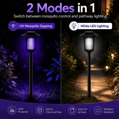 Solar Powered Mosquito Zapper GardenLight with UV Insect Killer