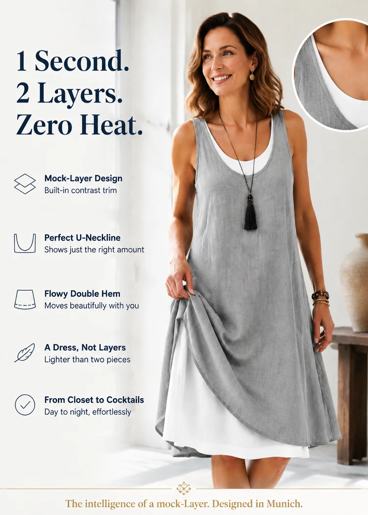 ☀️ 35°C OUTSIDE? THIS IS THE DRESS YOU’LL STILL WANT TO WEAR ALL DAY. 🌿 Hand-Cut 3D Two-Piece Tank Dress — Breathable Linen Outside, Soft Pure-Cotton Lining Inside, Designed to Keep Summer Outfits Light, Airy and Effortlessly Elegant.