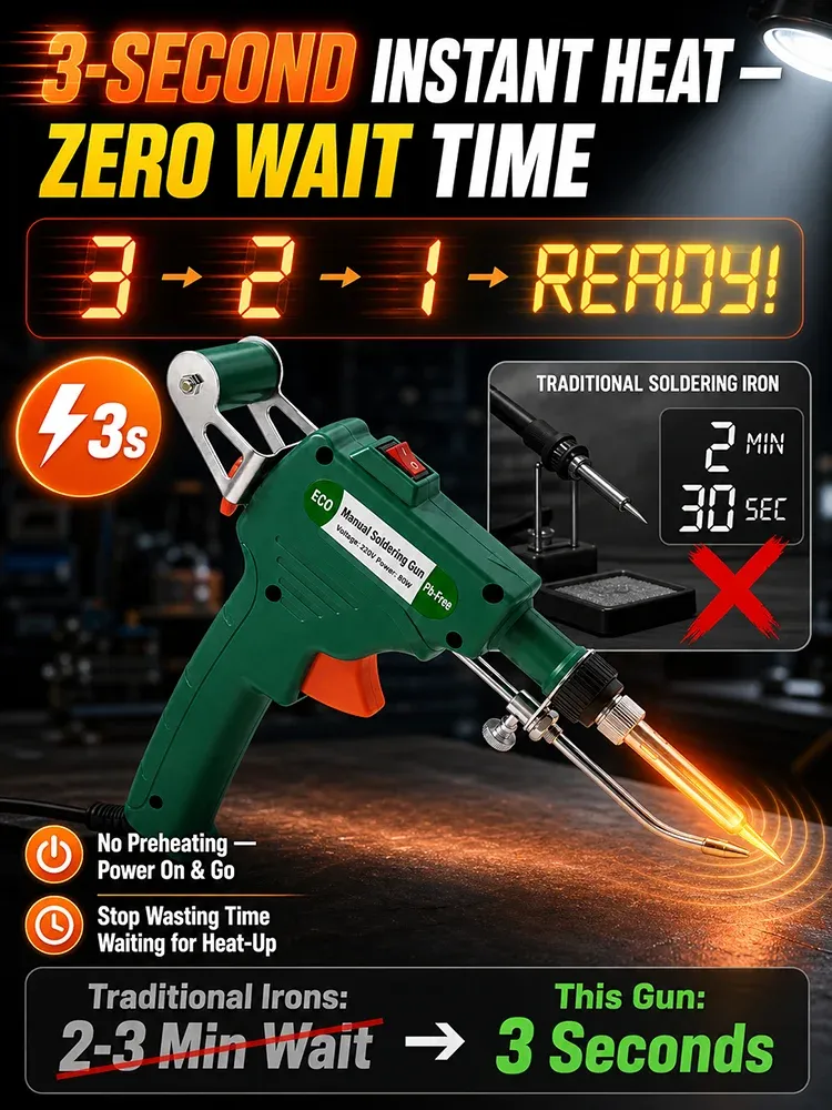 🔥 HEATS FAST. MELTS SOLDER FAST. GETS REPAIRS DONE BEFORE OLD IRONS EVEN WARM UP! ⚡ The High-Power Internal-Heating Soldering Gun Built for Rapid Heat-Up, Powerful Heat Transfer and Serious Repair Work — No More Waiting, Weak Heating or Frustrating Cold 