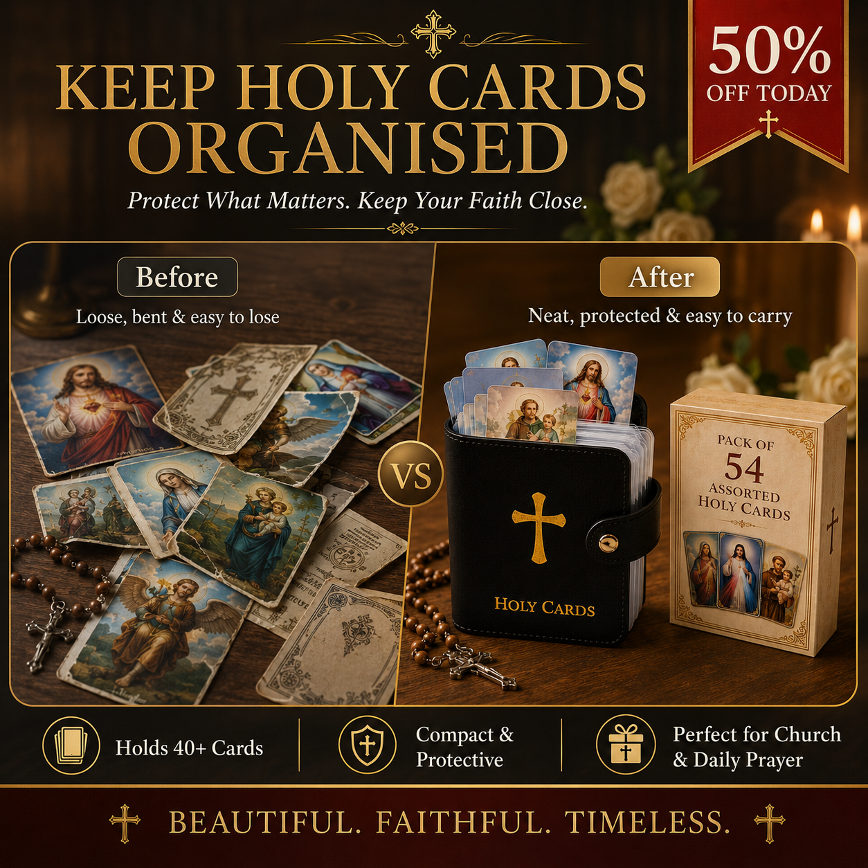✝️ Catholic Genuine Leather Holy Card Holder
