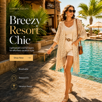 ⏳Time-Limited Special⏰Women's Open-Front Knit Cover-Up with Tassel Fringe – Bohemian & Lightweight – Beach Essential 🌴