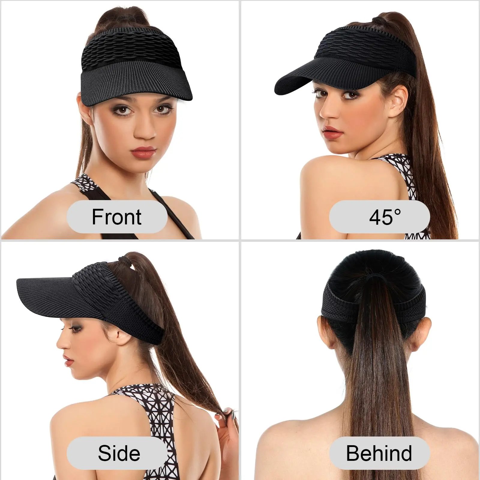👒 Women's High Ponytail Sun Visor Hat – Breathable Open-Top UV Protection Cap for Running, Beach & Travel