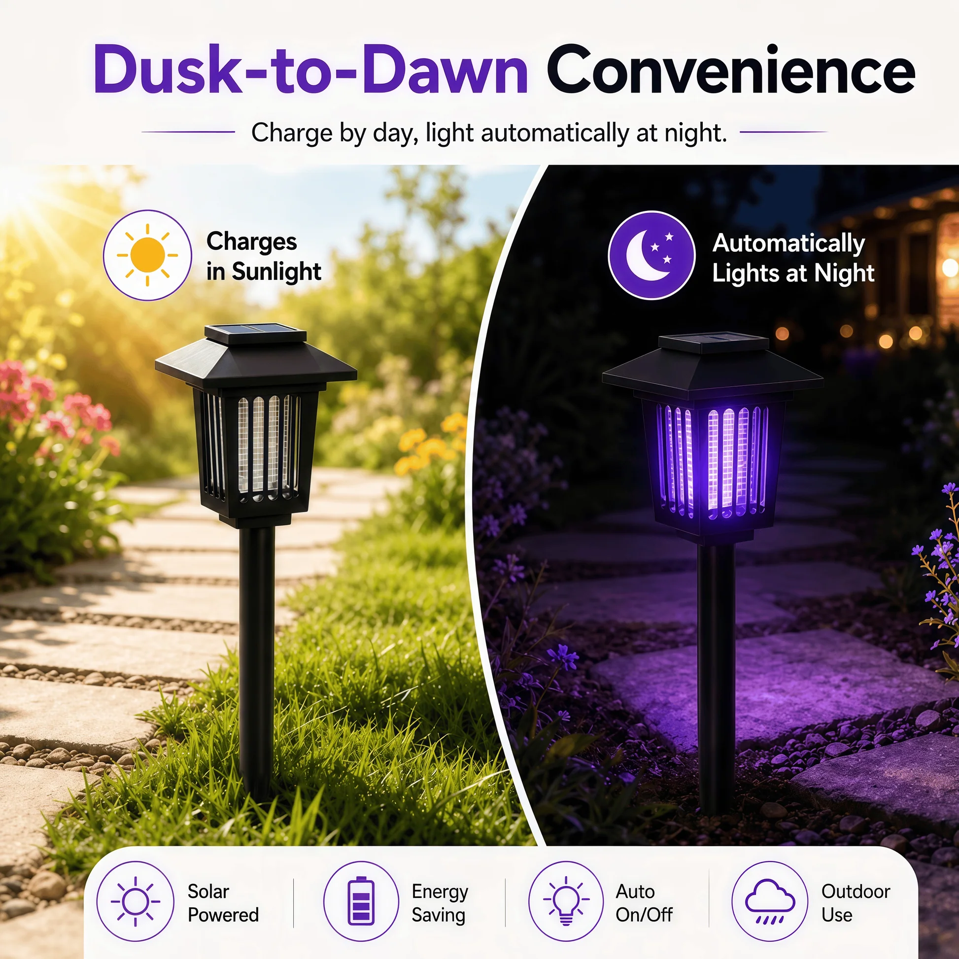 Solar Powered Mosquito Zapper GardenLight with UV Insect Killer