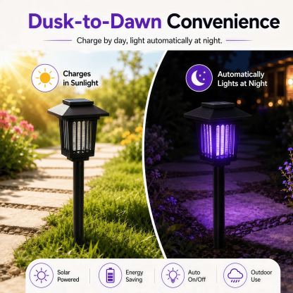 Solar Powered Mosquito Zapper GardenLight with UV Insect Killer