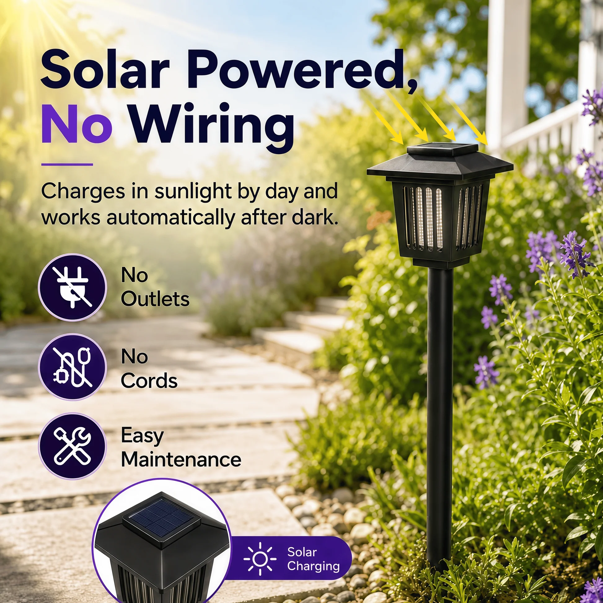 Solar Powered Mosquito Zapper GardenLight with UV Insect Killer