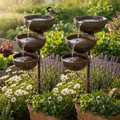 🌧️🐦 Rain Catcher Self-Filling Bird Bath | Weatherproof Outdoor Garden Bird Water Bowl