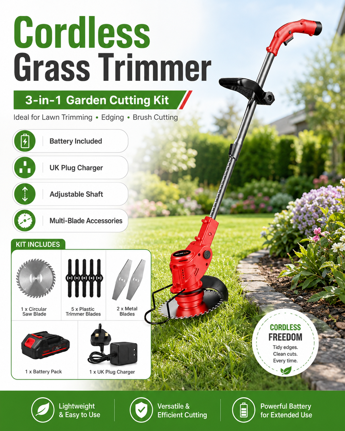 【Extra Long Battery Life】Electric Folding Lawn Mower ⚡⚡ Mows 200㎡ in just 10 minutes!