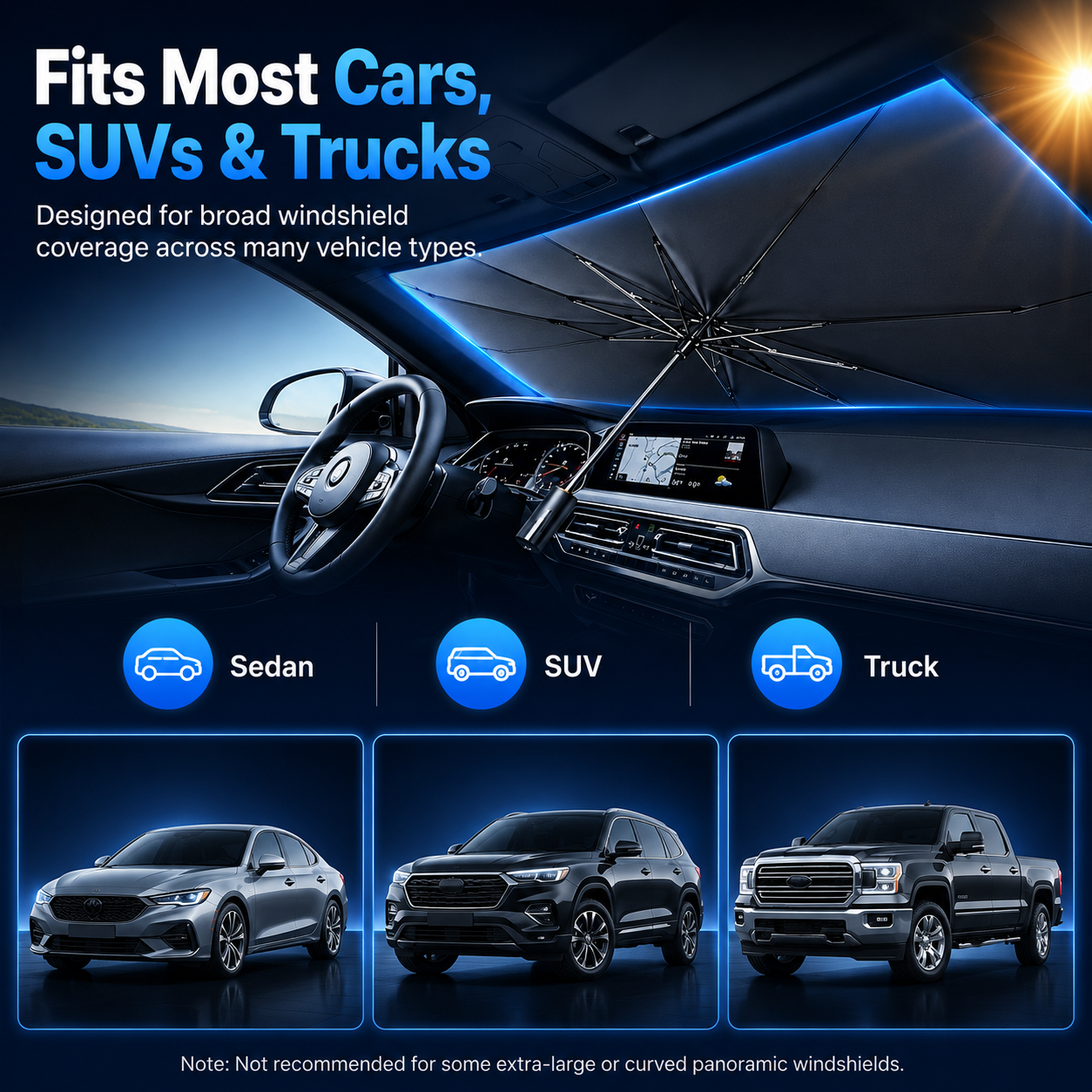 Portable Foldable Car Windshield Sunshade Umbrella | Heat-Blocking Exterior Cooling Accessory