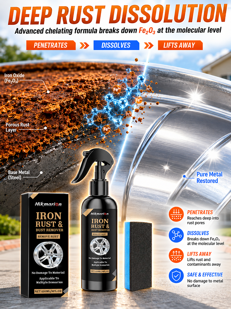 【Just Spray and Wipe to Restore Rusty Metals to a Mirror Shine in 3 Seconds!】 One-Spray Rust Remover🔥One Spray Provides Up to 50 Years of Antioxidant Protection!