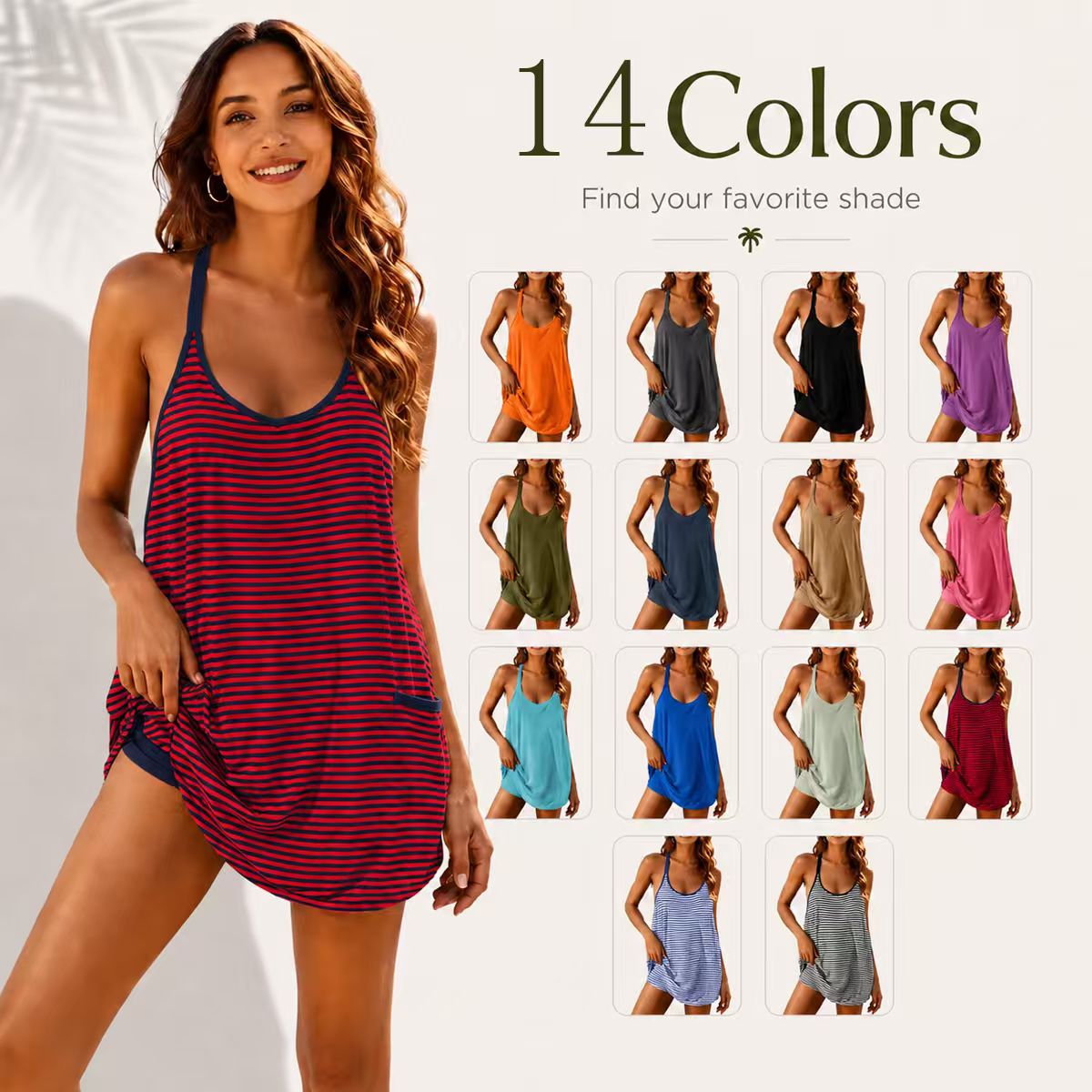 Women’s Sleeveless Summer Mini Dress with Built-In Shorts & Pockets