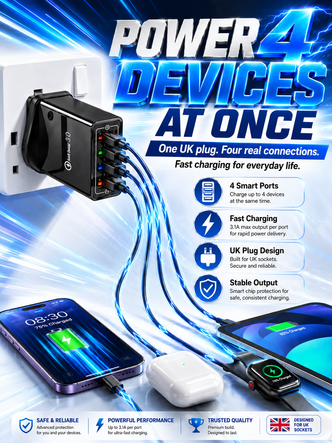 [Copy]【Improve Your Phone's Battery Life】⚡4-in-1 Travel Charger🚀 Make your 4-year-old smartphone charge faster than a new one