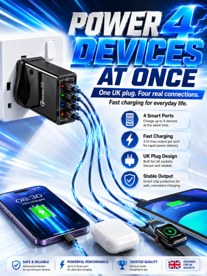[Copy]【Improve Your Phone's Battery Life】⚡4-in-1 Travel Charger🚀 Make your 4-year-old smartphone charge faster than a new one