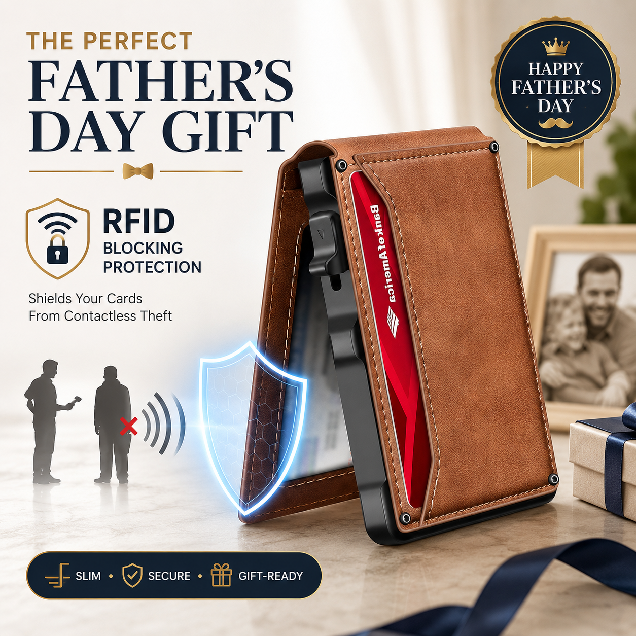 🎁 The perfect gift for your husband or father – the ultimate smart pop-up wallet: slim, secure, and RFID-blocking