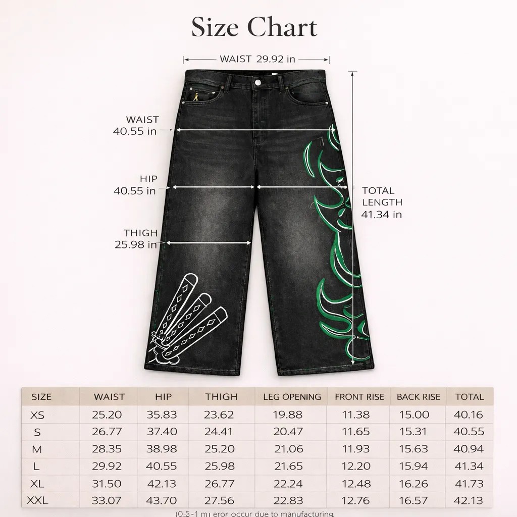 Size chart in inches