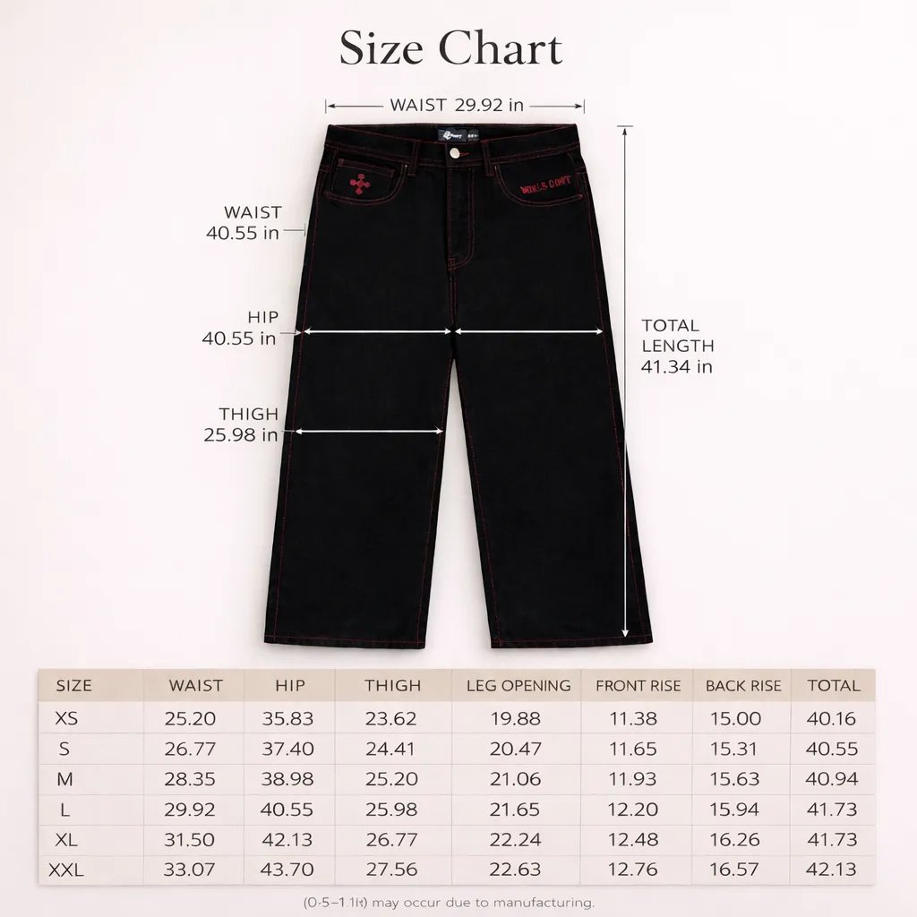 Size chart in inches