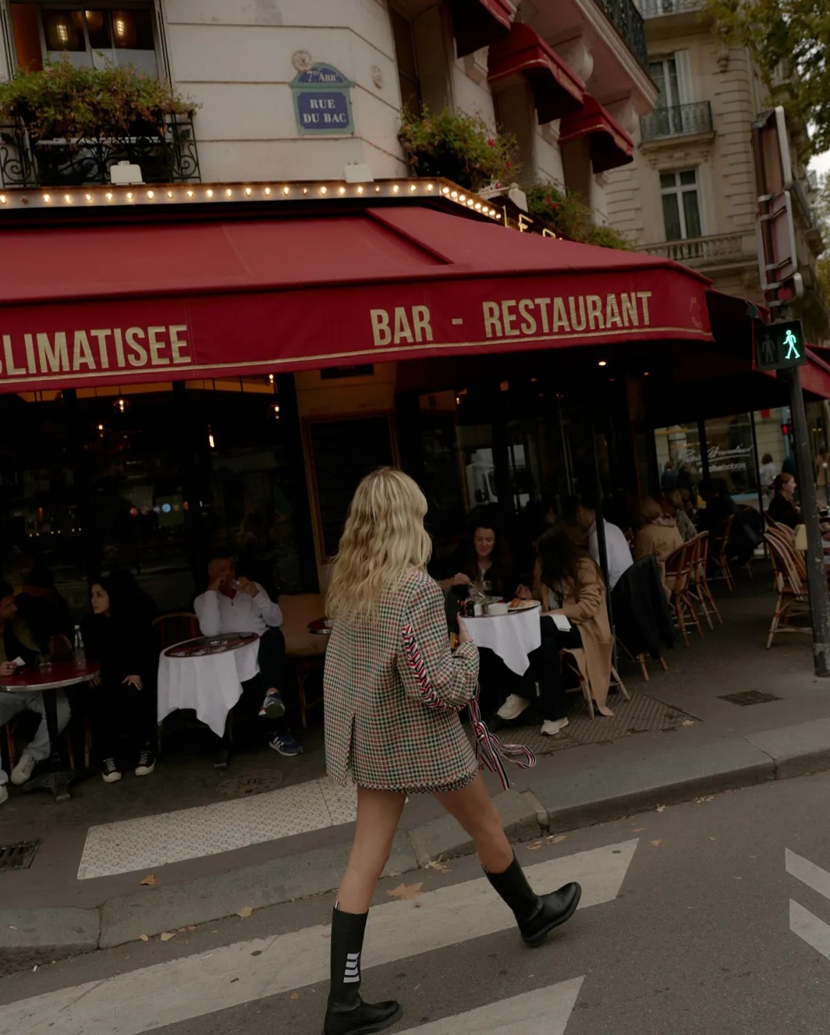 Paris-Inspired Check Blazer with Ribbon Detail