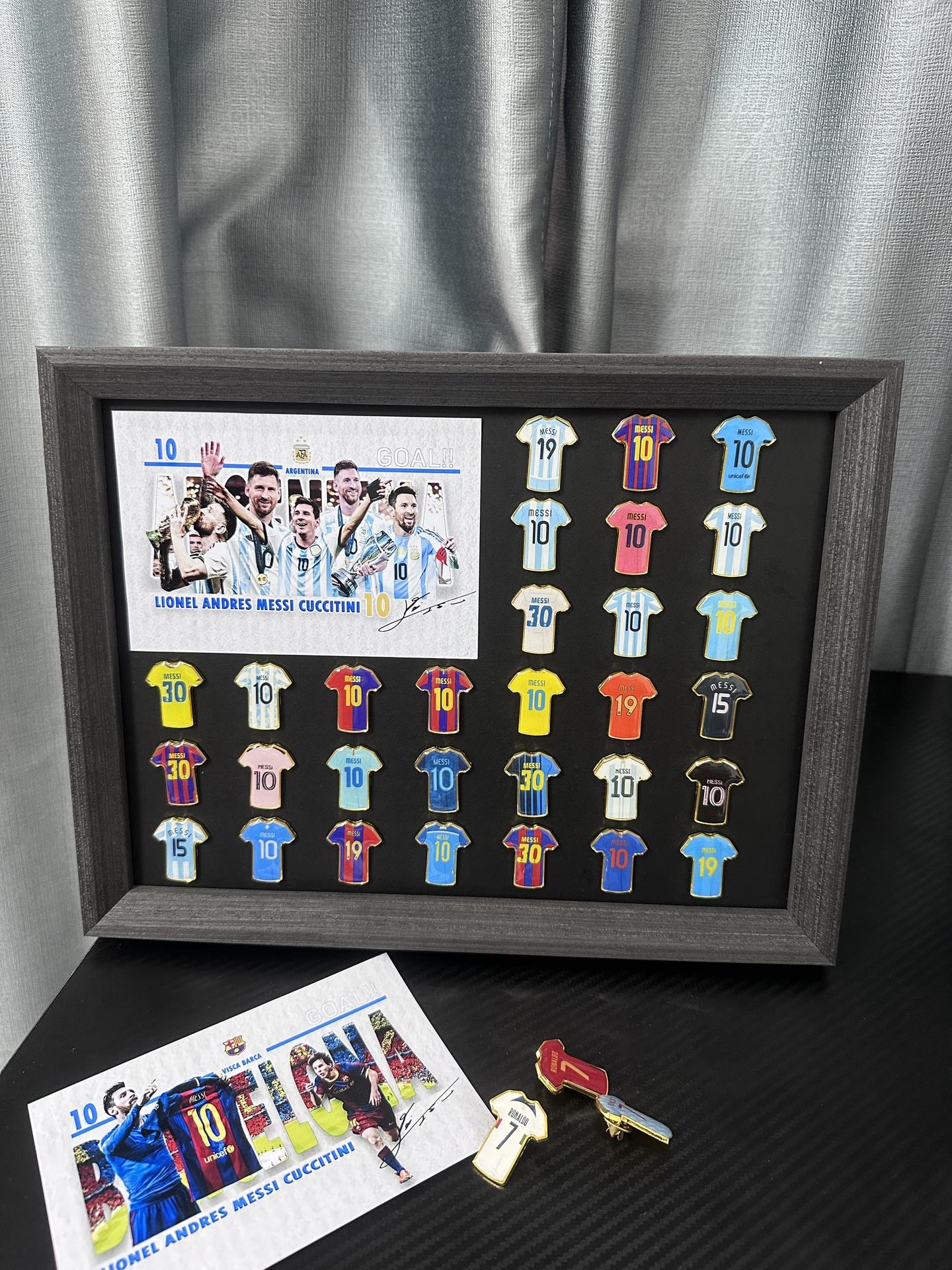 Player Jersey Enamel Pins + Printed Cards + Album | Build Your Own Football Legend Collection