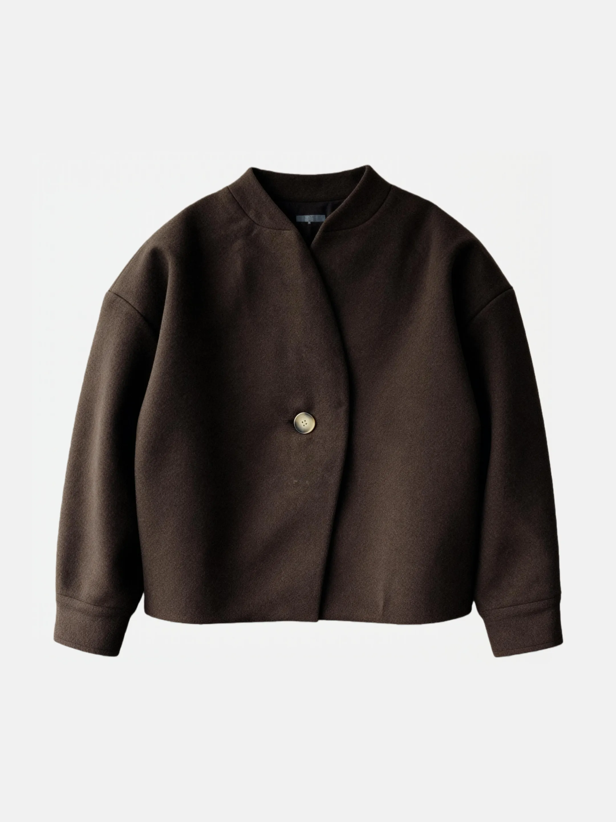 MINIMALIST WOOL COLLARLESS JACKET