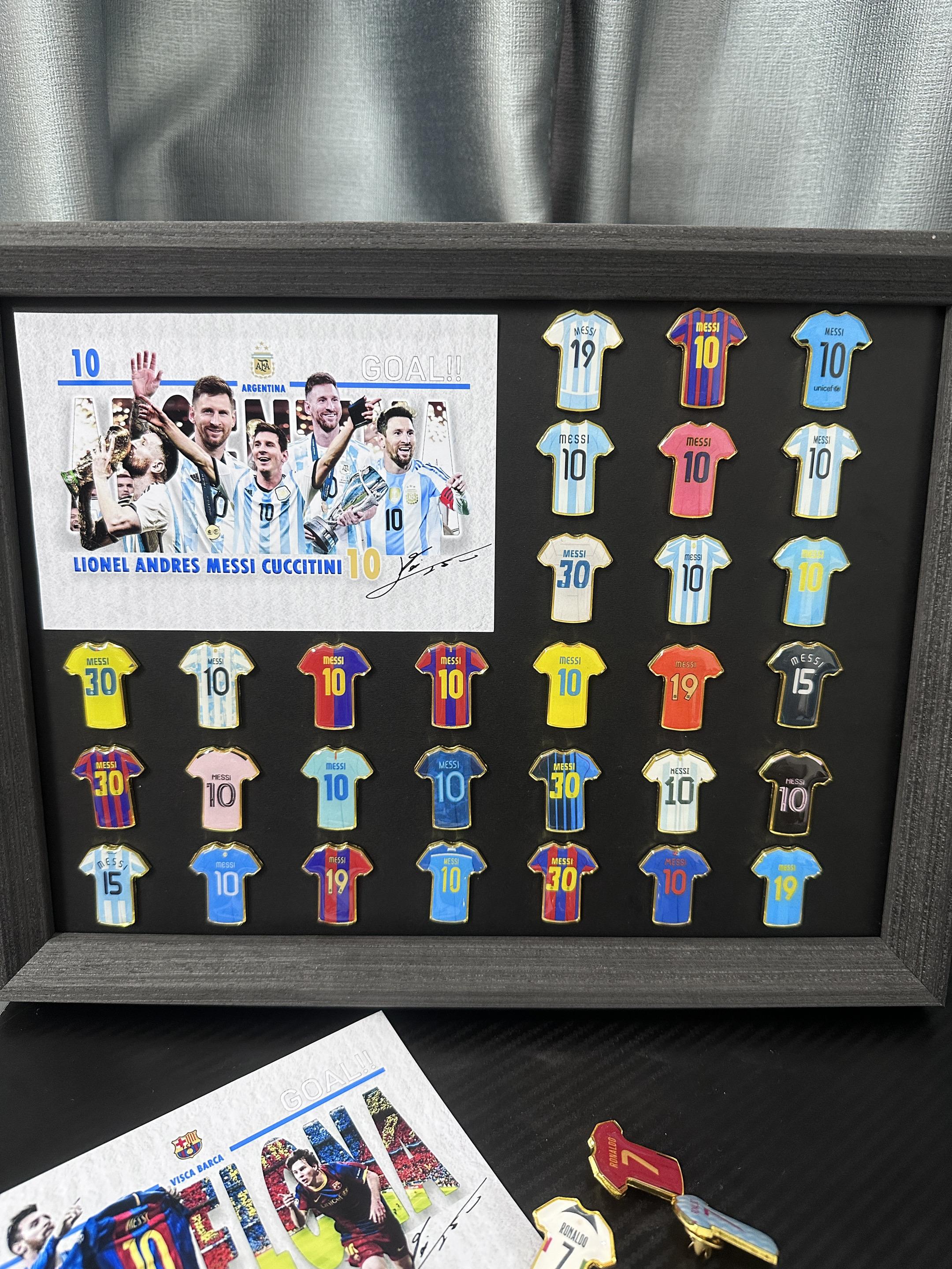 Player Jersey Enamel Pins + Printed Cards + Album | Build Your Own Football Legend Collection