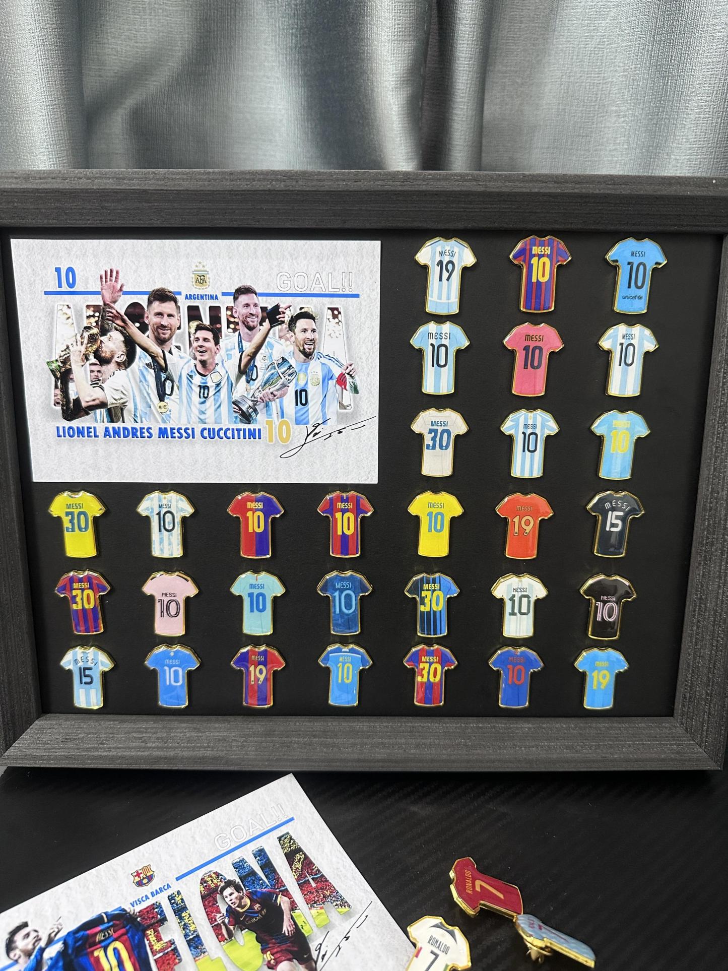Player Jersey Enamel Pins + Printed Cards + Album | Build Your Own Football Legend Collection
