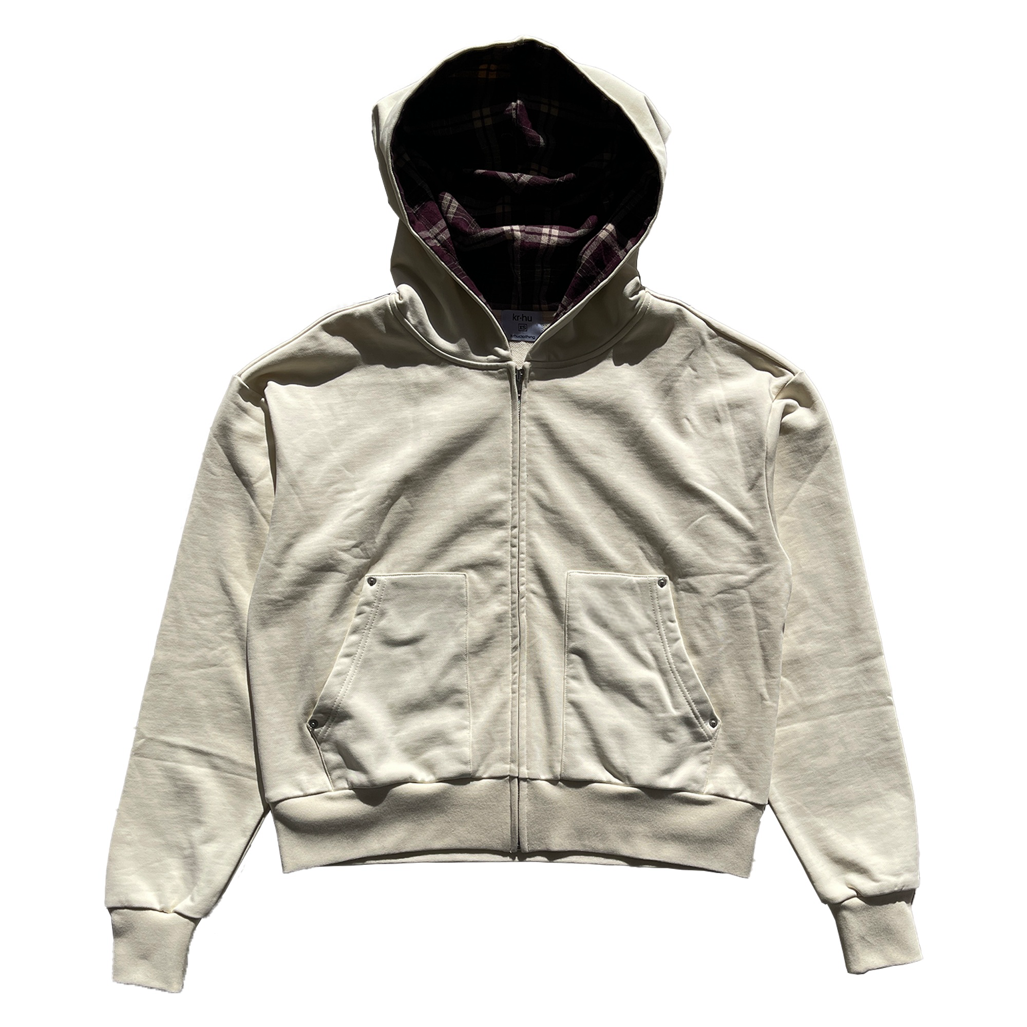 LAZY PLAID ZIP UP HOODIE