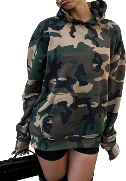  Women Hoodie Sweatshirt Sexy Back Sequin See Through Fishnet Mesh Pullover Long Sleeve Backless Top with Pocket