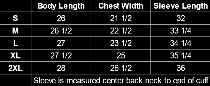 Jacket Size Chart