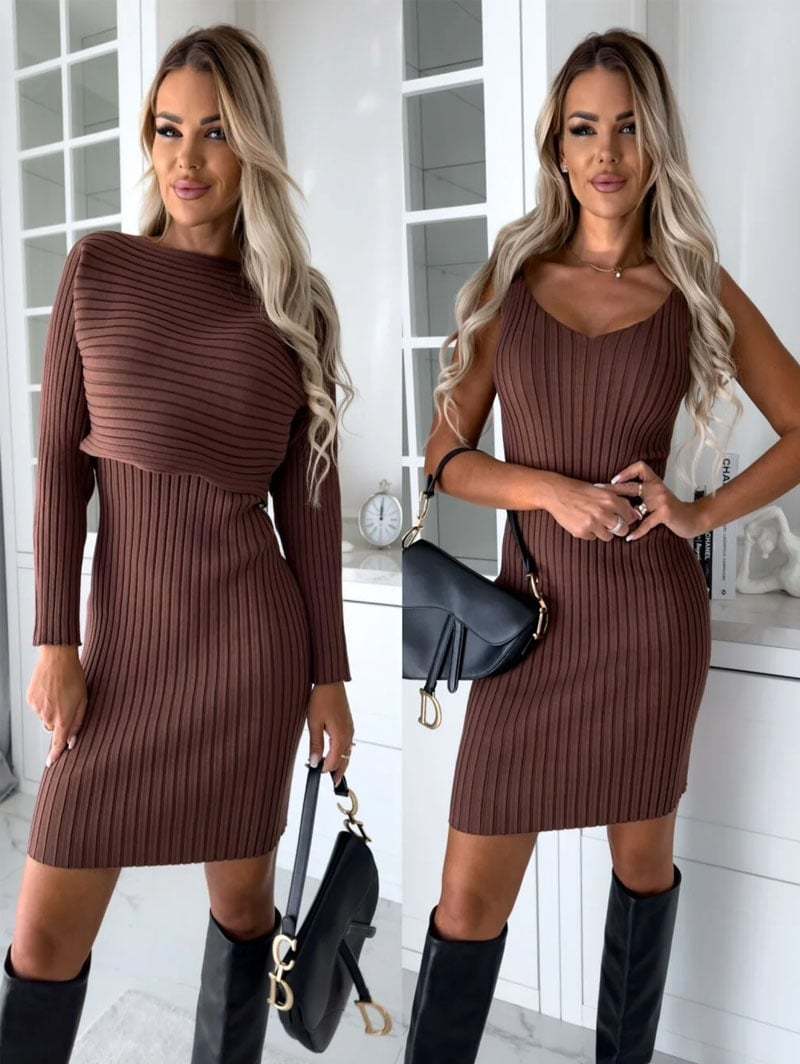 Knit Pullover Sweater and Cami Dress Set