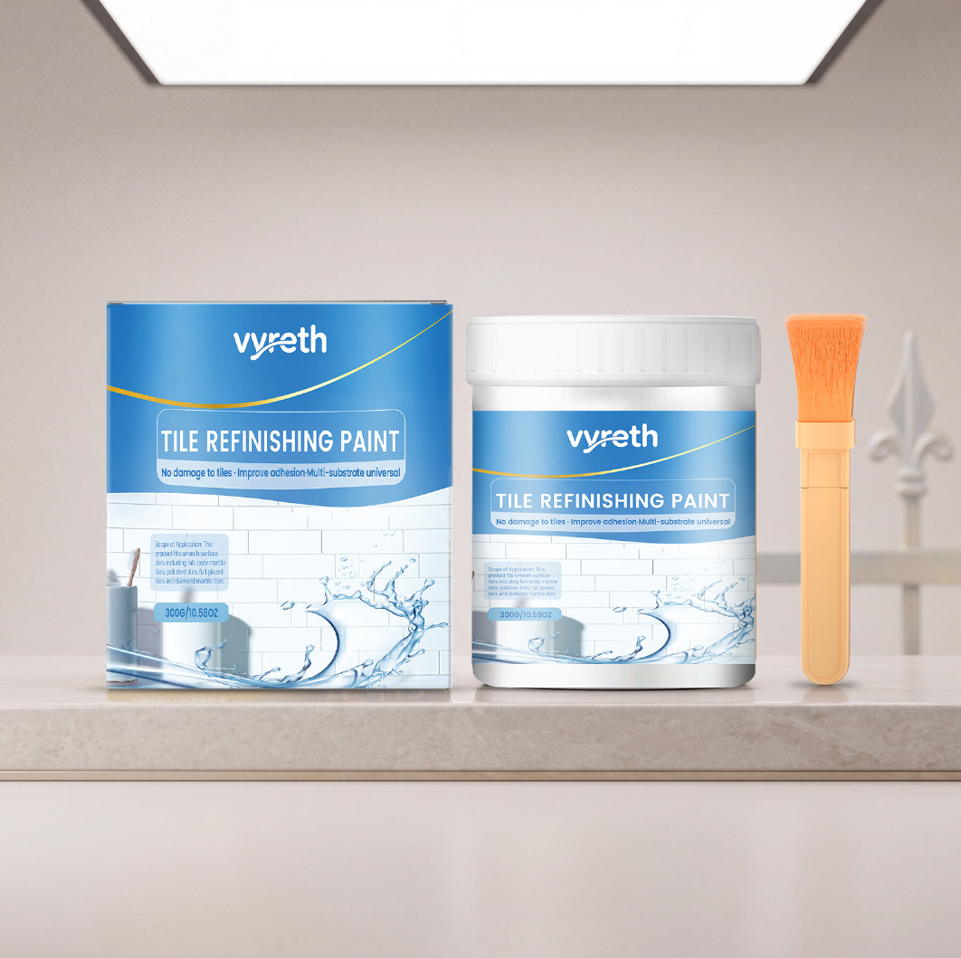 Vyreth Tile Paint, Tub and Tile Refinishing Kit with Tools, Water Based & Low Odor Bathtub Paint Tile Colorant, Easy to Use for Bathroom Kitchen, Semi-Gloss Dark Grey, White, Black, 100g, 300g, 500g