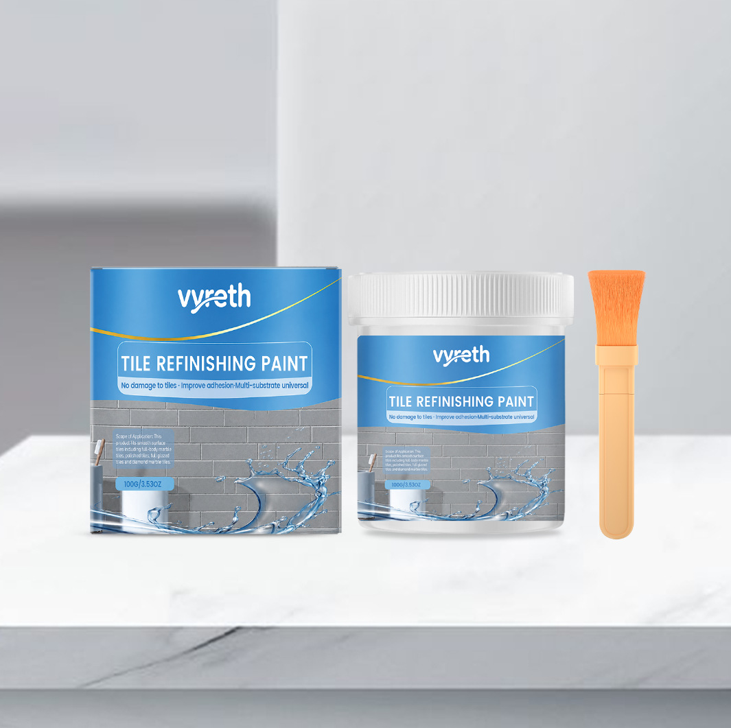 Vyreth Tile Paint, Tub and Tile Refinishing Kit with Tools, Water Based & Low Odor Bathtub Paint Tile Colorant, Easy to Use for Bathroom Kitchen, Semi-Gloss Dark Grey, White, Black, 100g, 300g, 500g