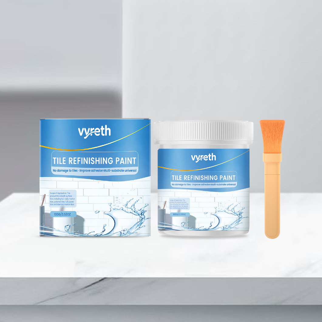 Vyreth Tile Paint, Tub and Tile Refinishing Kit with Tools, Water Based & Low Odor Bathtub Paint Tile Colorant, Easy to Use for Bathroom Kitchen, Semi-Gloss Dark Grey, White, Black, 100g, 300g, 500g