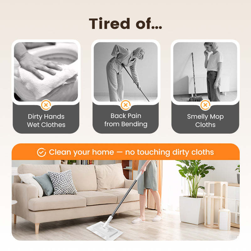 Disposable Dust Mop with 4 Reusable Cloths