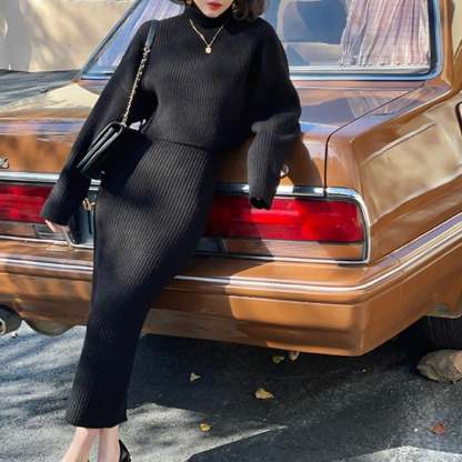 💥Midi Dress and Turtle Neck Sweater Set