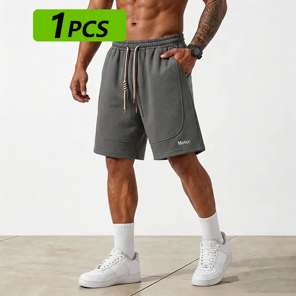 Men's Solid Color Casual Shorts with Side Pockets, Regular Fit, Relaxed Drawstring Waist, Breathable Lightweight Fabric, Sporty Style for Summer Outdoor Activities, Daily Wear and Vacation