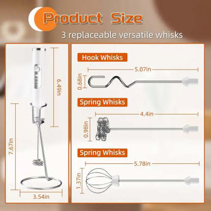 ⚡ Super Powerful Torque — Rechargeable Milk Frother Wand ☕3-Speed Handheld Foam Maker for Coffee, Matcha & Protein Shakes