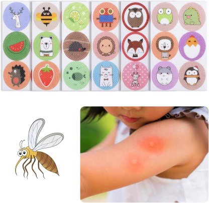 Kid‑Approved Cartoon Mosquito Repellent Patches | Natural Non‑Toxic Stickers, Owl/Chick/Fox/Panda Blind Box White Bag Pack for Family Outdoor Use