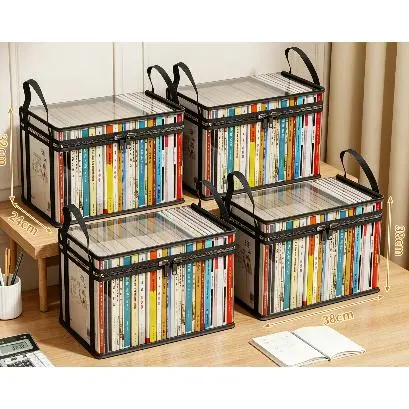 Book storage box Classroom household old book sorting artifact Student desktop dustproof transparent foldable bookcase bag