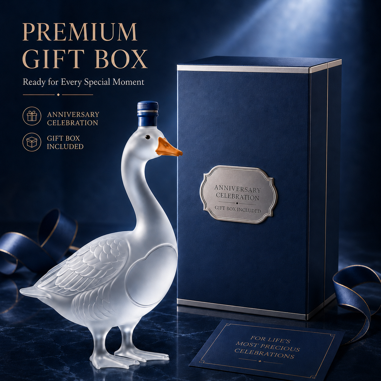 Swan bottle displayed as luxury decor